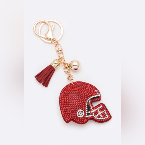 Football Helmet Rhinestone Keychain - Picture 1 of 1